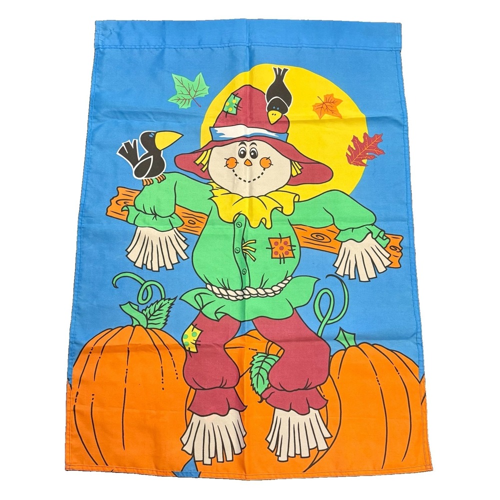 Vintage Halloween Scarecrow Garden Yard Patio House Banner Large Flag  40 X 29